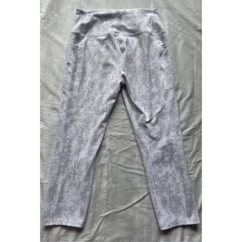 RBX Active Womens Snakeskin Print High Waist Flare Leggings with Pockets Grey L - Picture 4 of 5